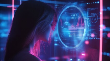 A user interacts with an advanced mirror that assesses hair condition and delivers tailored AI recommendations for hair care. Generative AI