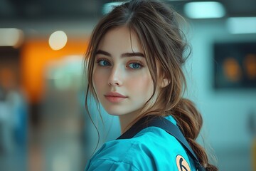 A female nurse with a tired expression driving home, reflecting the hard work and dedication in healthcare