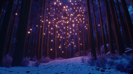 Illuminating Snowy Forest with Dynamic Vibrant Colors