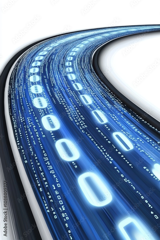 Aufkleber abstract digital stream with glowing binary code illustrating technology, data flow, and high-speed 