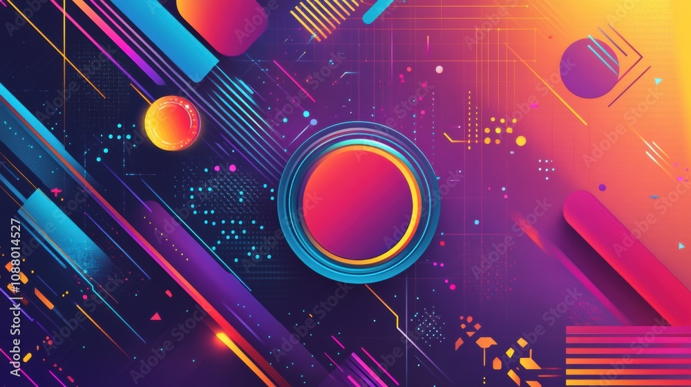 Poster vibrant geometric abstract background with colorful shapes and lines for dynamic design projects and
