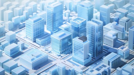 Obraz premium Glass Skyscrapers Cityscape Architectural Model