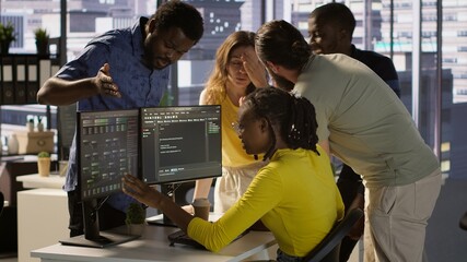 IT staff members arguing, having different ideas while testing and deploying programs and systems....