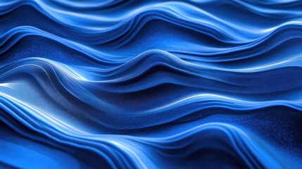 Obraz premium Abstract Waves of Blue Fabric Texture with Flowing Patterns Creating a Sense of Depth and Movement for Use in Background Design and Art Projects