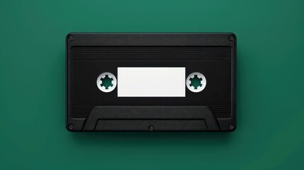 Obraz premium A vintage stack of VHS tapes awaits your memories, each adorned with a blank label for personalized titles.