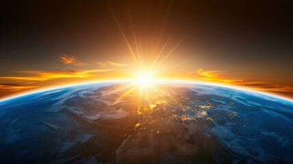 Experience the stunning beauty of the sunrise over Earth, a moment that captivates with vibrant colors and tranquility.