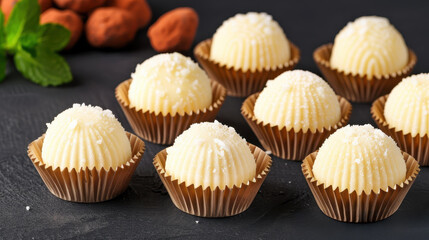 Indulge in creamy white chocolate truffles, perfectly handcrafted for a rich and delightful treat. Perfect for any sweet lover.