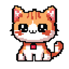 pixel art cute brown cat