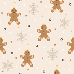 Cute Gingerbread Cookies Vector Pattern Design