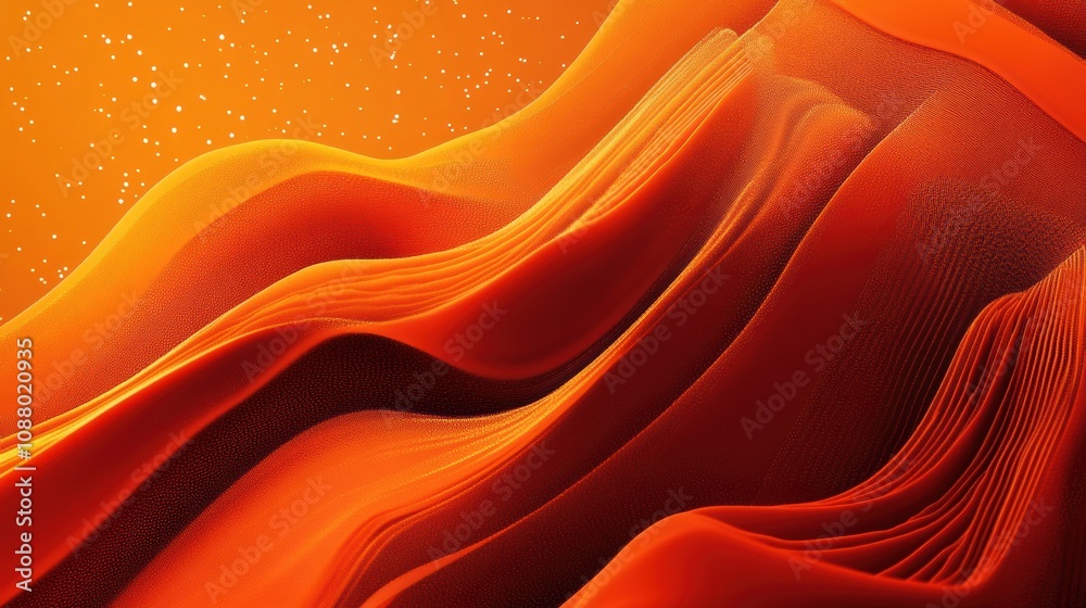 Poster abstract wave patterns in vibrant orange tones creating a dynamic and energetic visual background fo