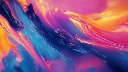 Abstract Colorful Fluid Art Background with Swirling Patterns of Pink, Blue, and Orange Creating a Vibrant and Dynamic Visual Experience