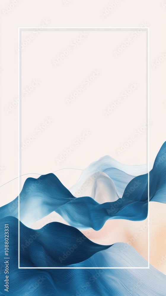 Poster abstract blue wave patterns with smooth lines and soft tones ideal for modern backgrounds and minima