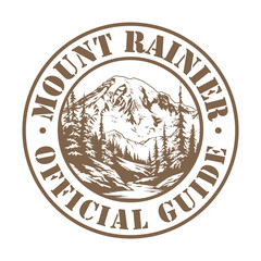 Obraz premium Mount Rainier National Park, USA, Silhouette Postal Passport. Stamp Round Vector Icon. Design Travel Postmark.