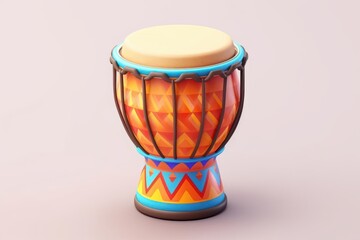 A djembe, 3D Rendering, isometric, icon isolated on soft background