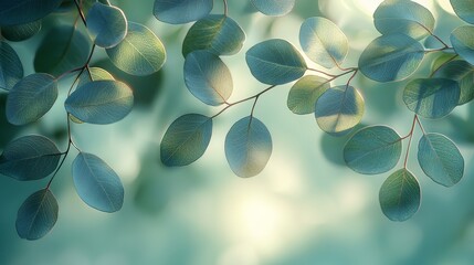 Close-up of soft green leaves against a blurred background, evoking tranquility and nature.