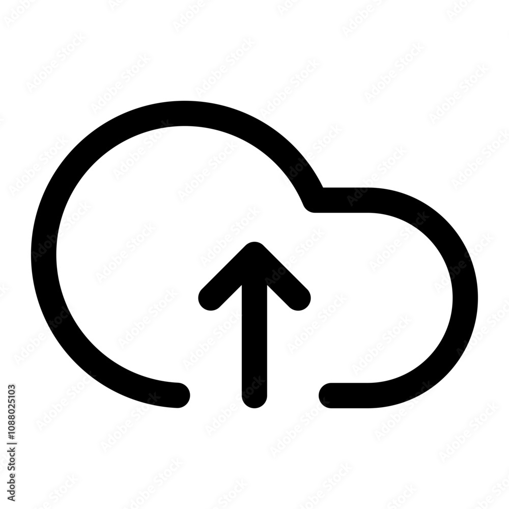 Poster upload icon vector. cloud storage with arrow up icon sign . line outline. web vector icon