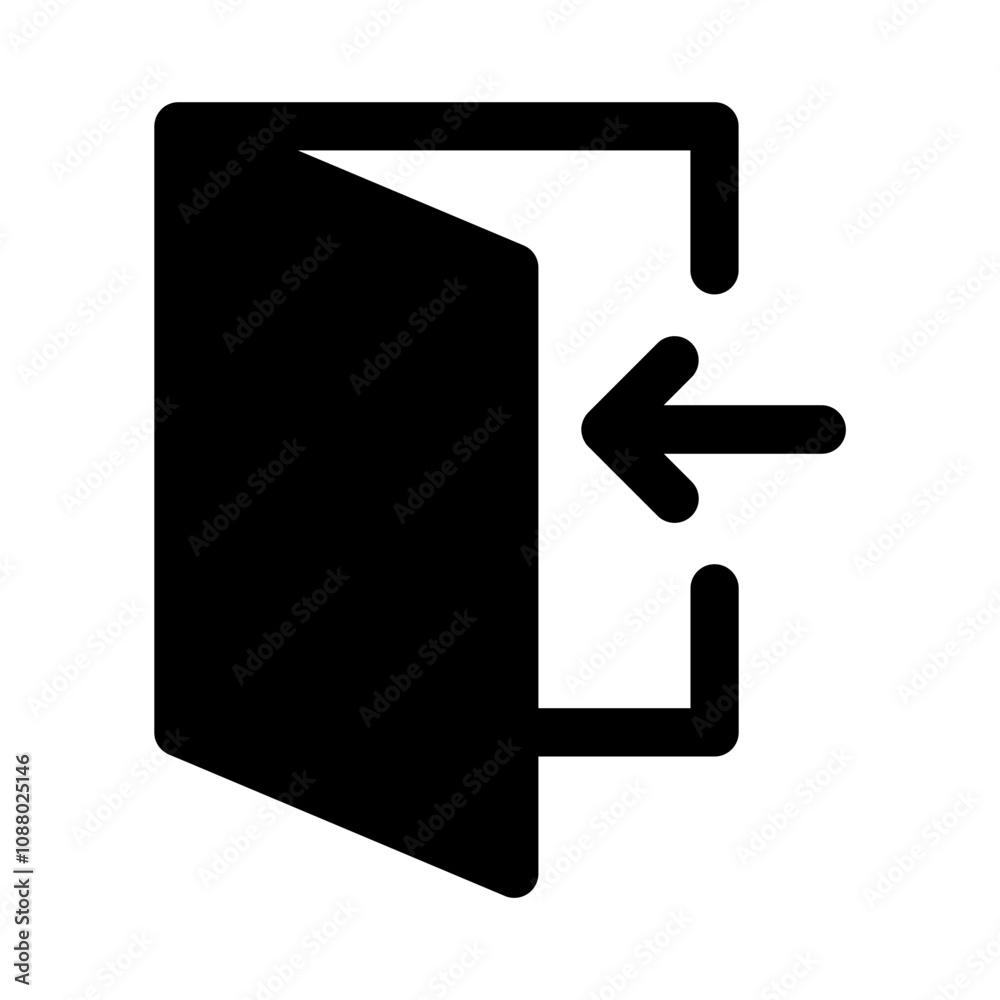 Poster arrow Login icon door symbol - Enter symbol, log in account icon button - arrow and door icon entry symbols. web vector icon