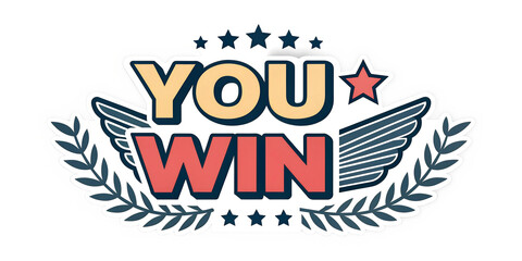 You win logo isolated transparent background