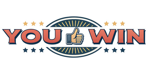 Naklejka premium You win logo isolated transparent background