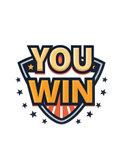 You win logo isolated transparent background