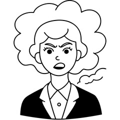 angry businesswoman with smoke from head