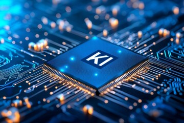 KI abbreviation in German artificial intelligence AI, technology Germany. Backdrop for use in Deutschland