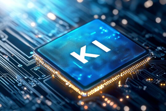 KI abbreviation in German artificial intelligence AI, technology Germany. Backdrop for use in Deutschland