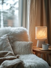 Cozy Home Decor: Soft Light and Fluffy Fur