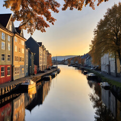 Fototapeta premium city canal at night
