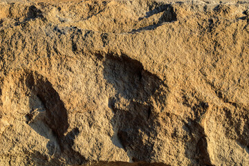 A stone wall with a rough texture