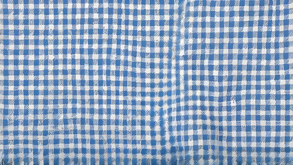 Charming blue gingham pattern tablecloth with a contrasting blackboard, ideal for menu presentations.