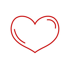 Outline of red heart hand drawn raster drawing