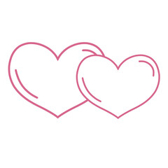 Two pink hearts outlines hand drawn raster drawing