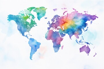 Abstract watercolor illustration like as stylized world map in an aquarelle graphic art.