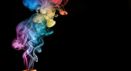 Obraz premium Colorful, swirling smoke against black background, creating abstract, vibrant shapes