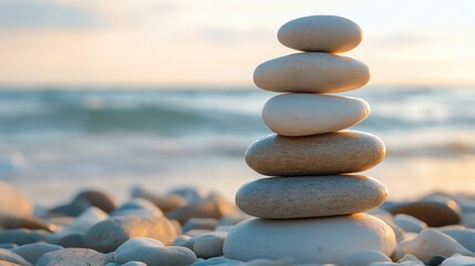 Fototapeta premium Stack of Stones by the Sea
