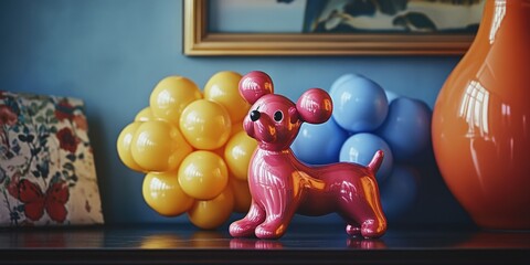 Cute Dog Sculpture on Balloon Bouquet
