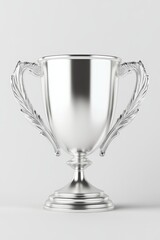 Polished Silver Trophy on White Background	