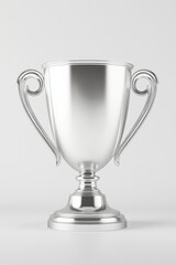 Polished Silver Trophy on White Background	
