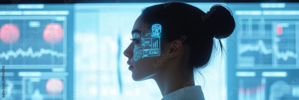 Leinwandbilder an interactive mirror assesses hair condition while providing ai-driven suggestions in a modern labo