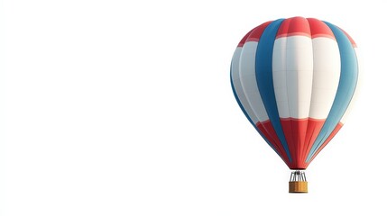 A hot air balloon floating in the sky, isolated on a white background