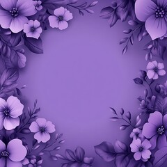 Purple Flower and Leaf Border on a Lavender Background