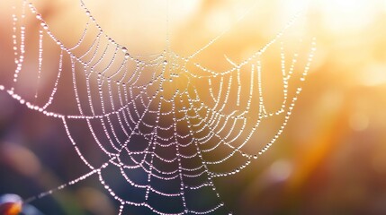 Dewy Spider Web Captured in the Morning Light