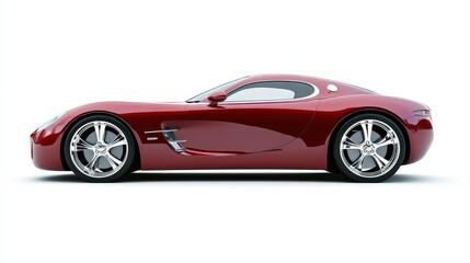 A sleek, modern car with a shiny finish, isolated on a white background