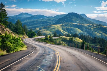 Naklejka premium The road in the mountains on a summer day