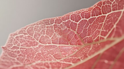 Fototapeta premium Close-up of a red leaf's intricate vein structure.