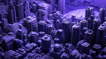 Obraz premium Abstract purple low-poly city skyline.