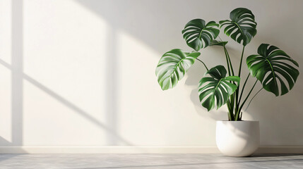 Large monstera plant in natural lighting