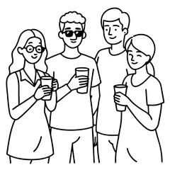 group of young guys and girls drink