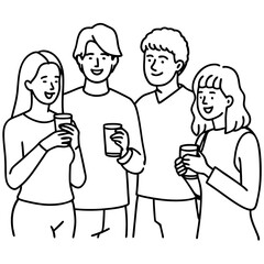 group of young guys and girls drink